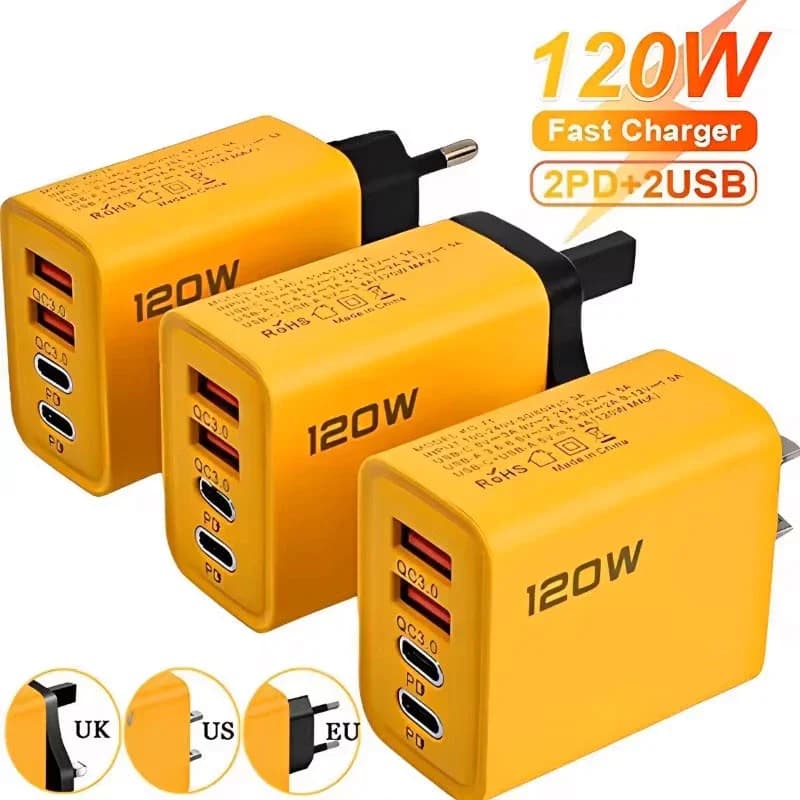 Зарядний пристрій на 4 порти (3×USB-A + USB-C)